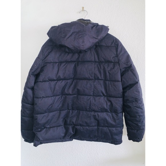 Johnston Murphy Mens Puffer Jacket Hooded Navy Blue Quilted Winter Size M - Picture 2 of 9